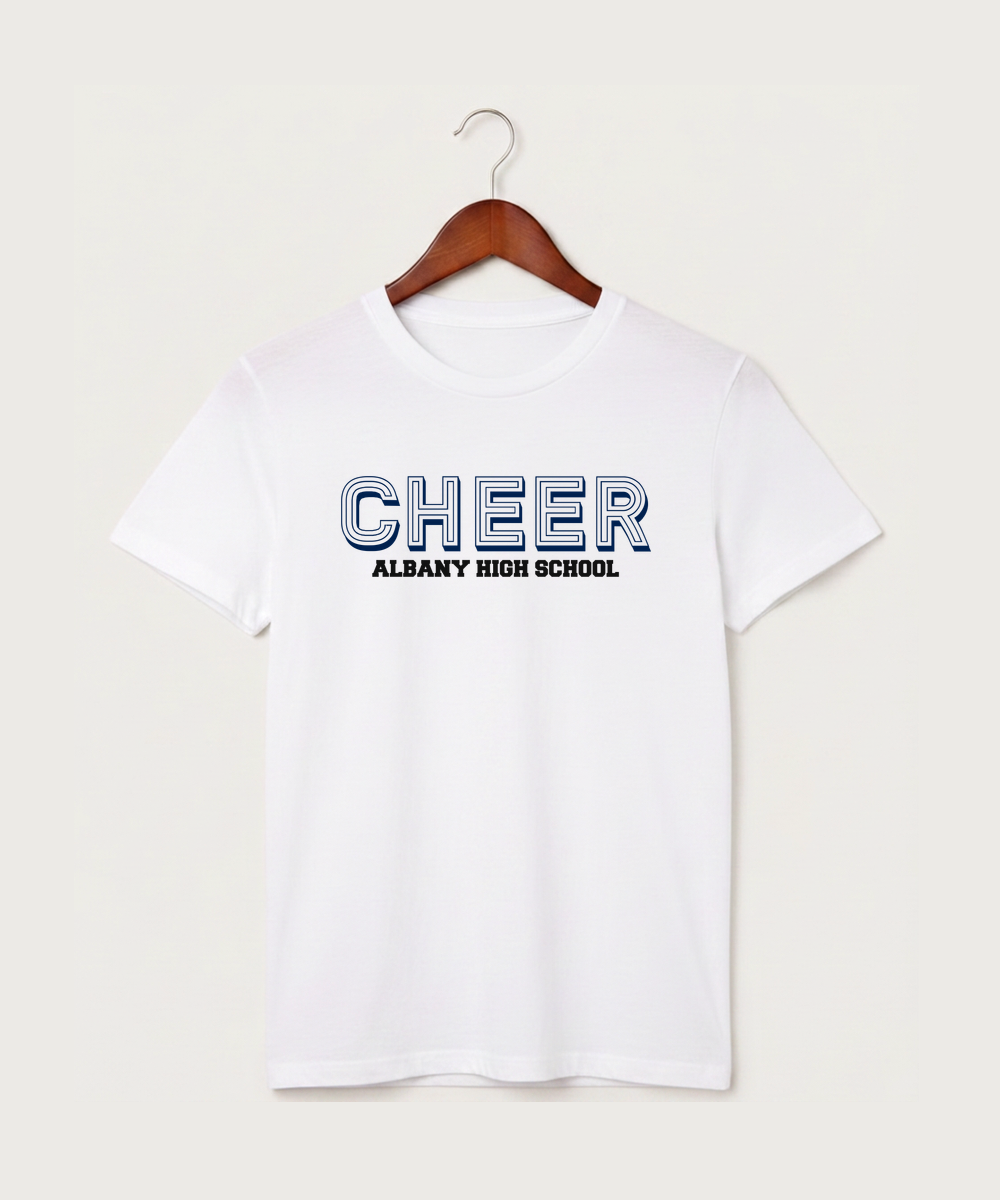 Albany High School Cheerleading - White T-Shirt - Full Front