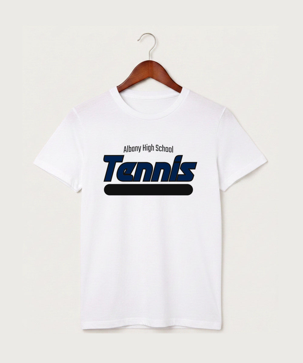 Albany High School Tennis (Boys) - White T-Shirt - Full Front