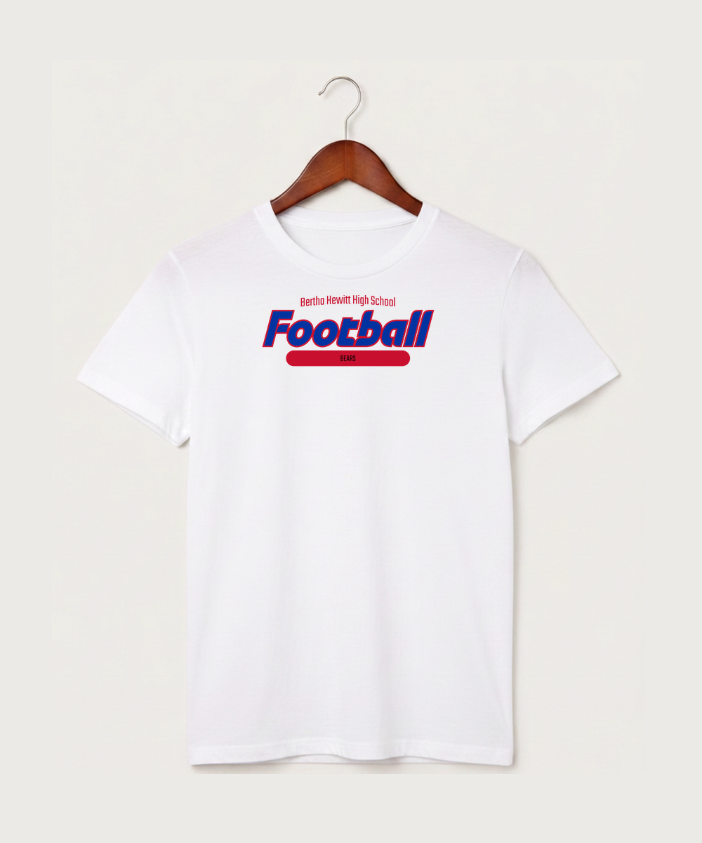 Bertha Hewitt High School Football (Boys) - White T-Shirt - Full Front