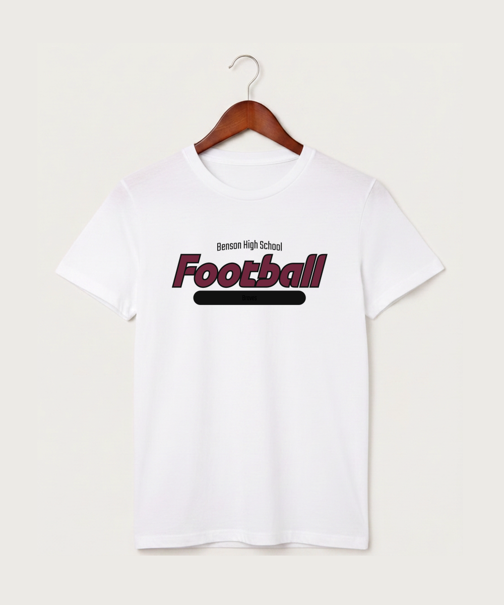 Benson High School Football (Boys) - White T-Shirt - Full Front