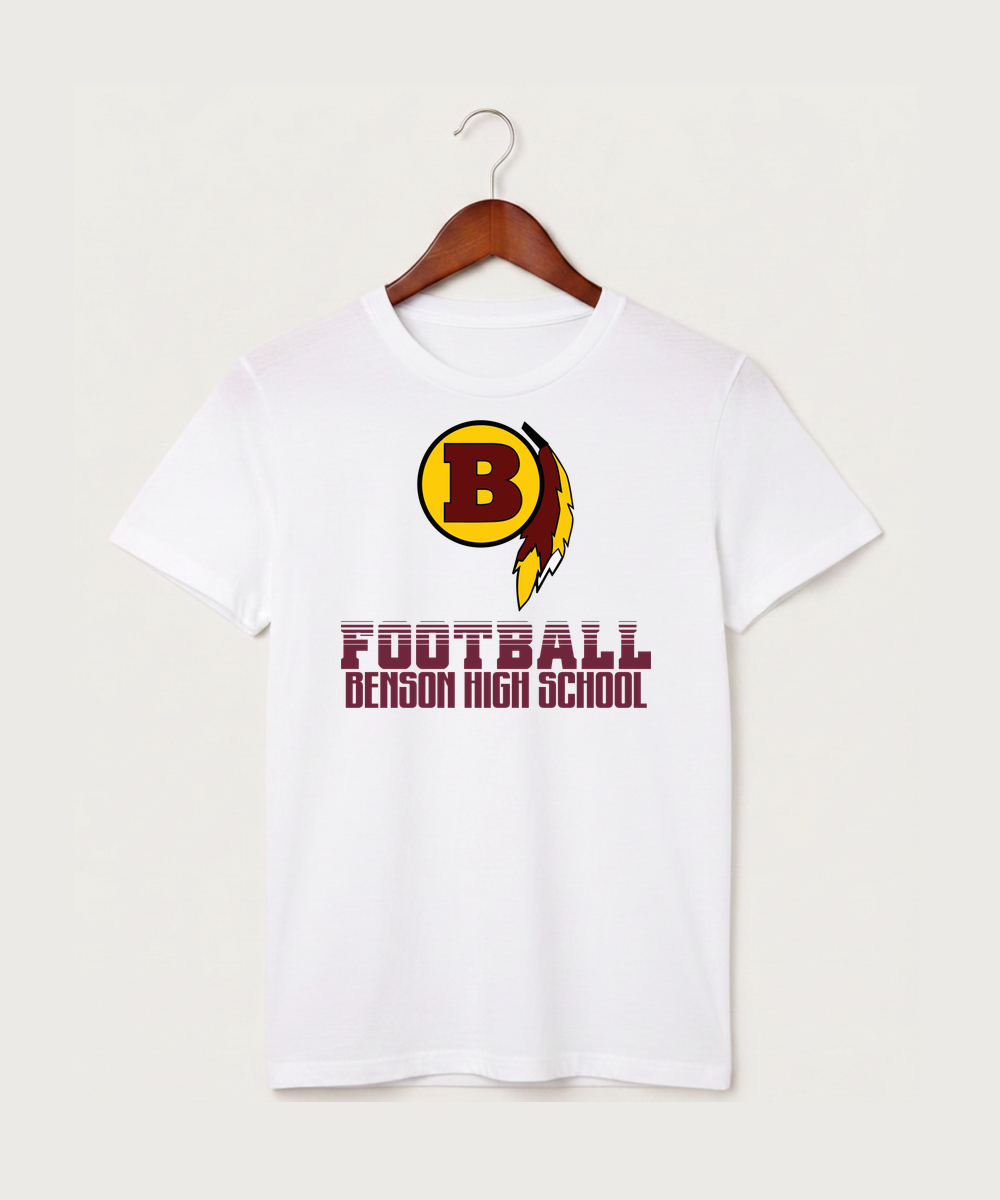 Benson High School Football (Boys) - White T-Shirt - Full Front