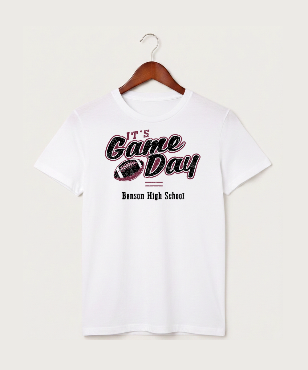 Benson High School Football (Boys) - White T-Shirt - Full Front
