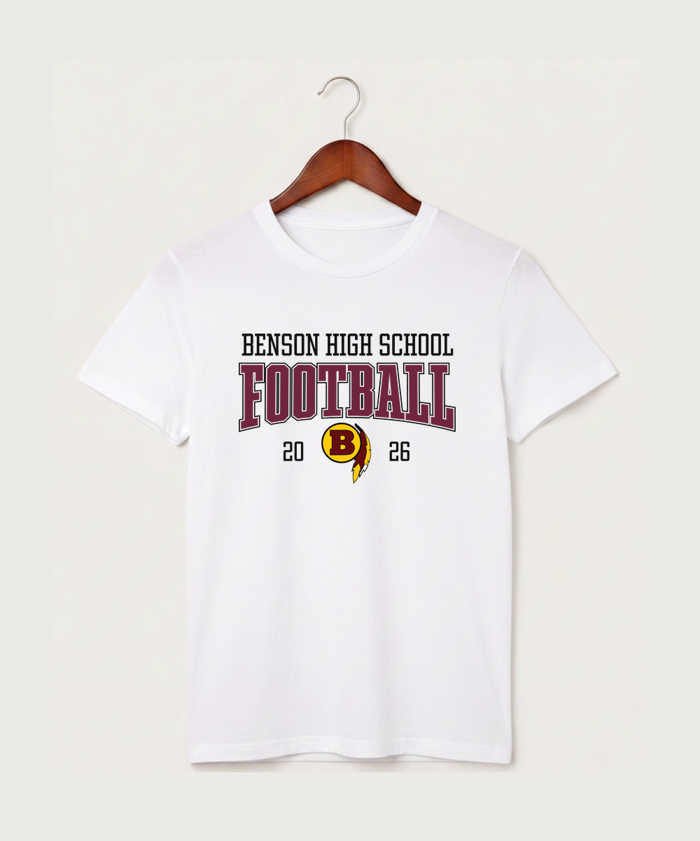 Benson High School Football (Boys) - White T-Shirt - Full Front