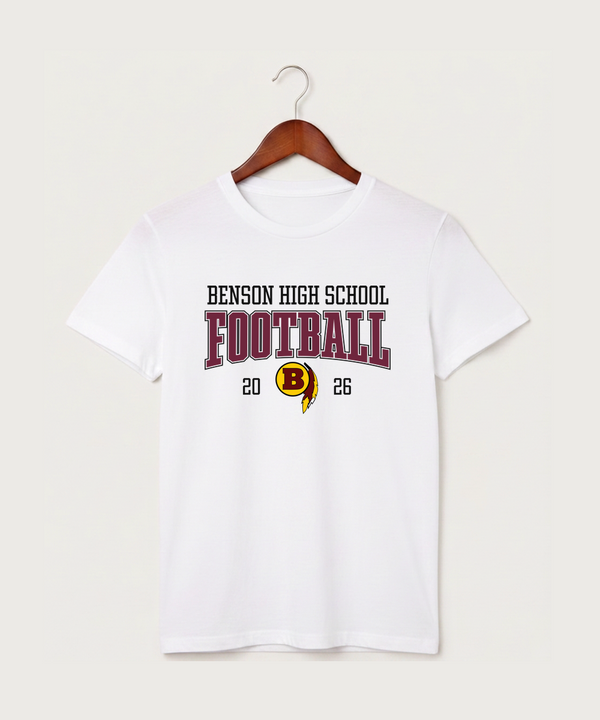 Benson High School Football (Boys) - White T-Shirt - Full Front