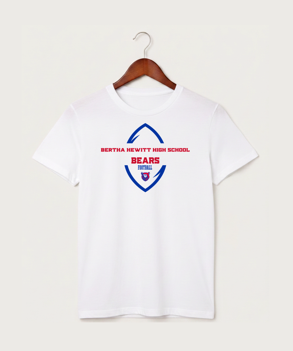 Bertha Hewitt High School Football (Boys) - White T-Shirt - Full Front