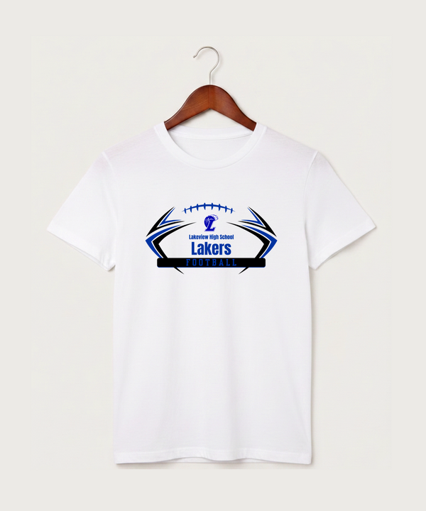 Lakeview High School Football (Boys) - White T-Shirt - Full Front