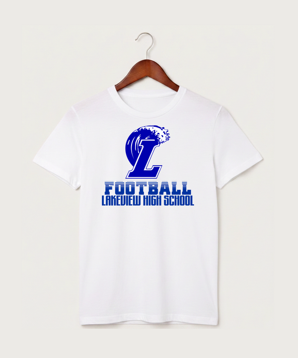Lakeview High School Football (Boys) - White T-Shirt - Full Front