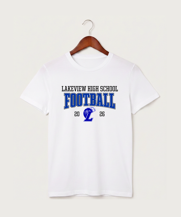 Lakeview High School Football (Boys) - White T-Shirt - Full Front