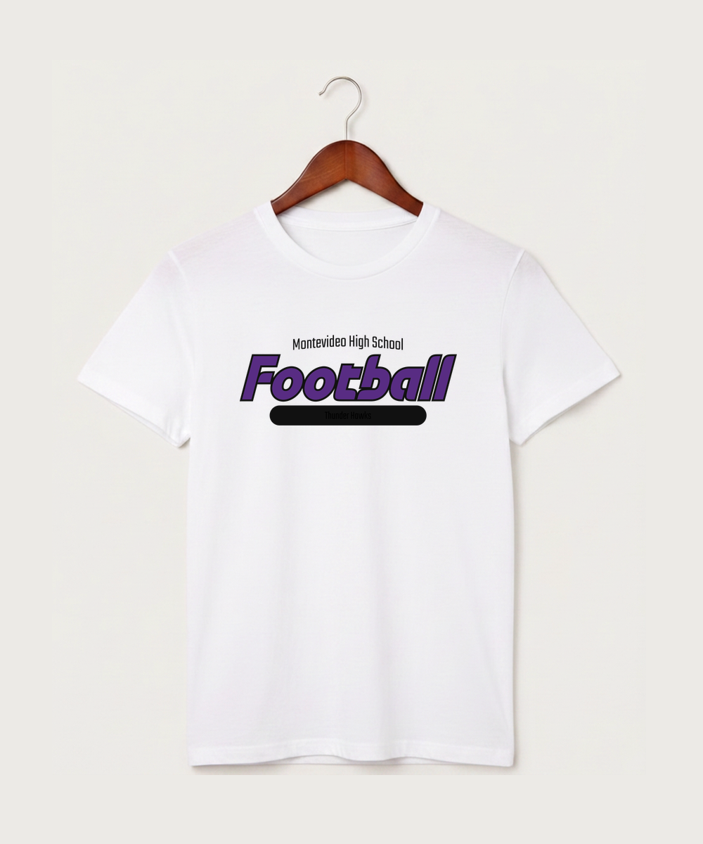 Montevideo High School Football (Boys) - White T-Shirt - Full Front