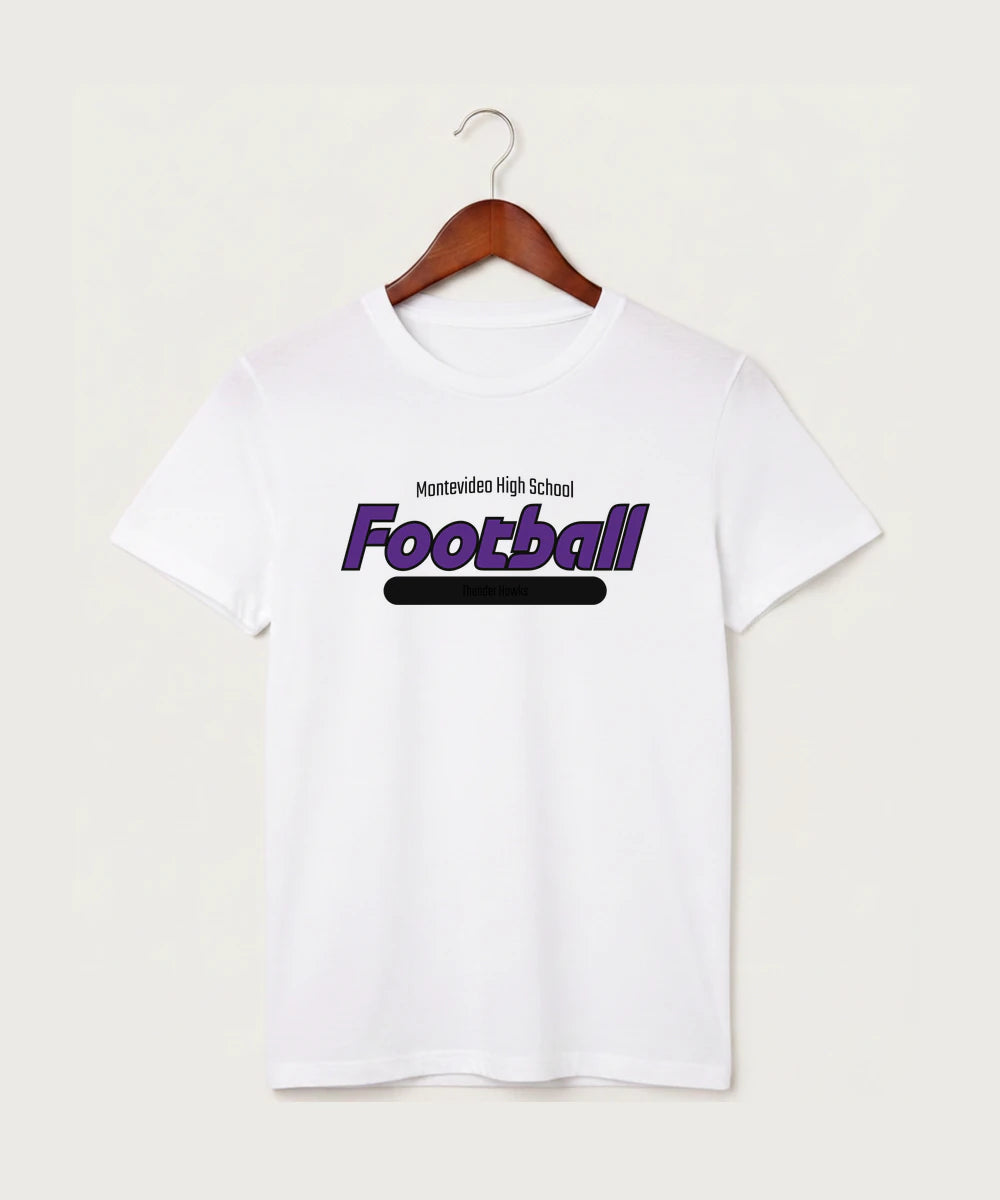Montevideo High School Football (Boys) - White T-Shirt - Full Front