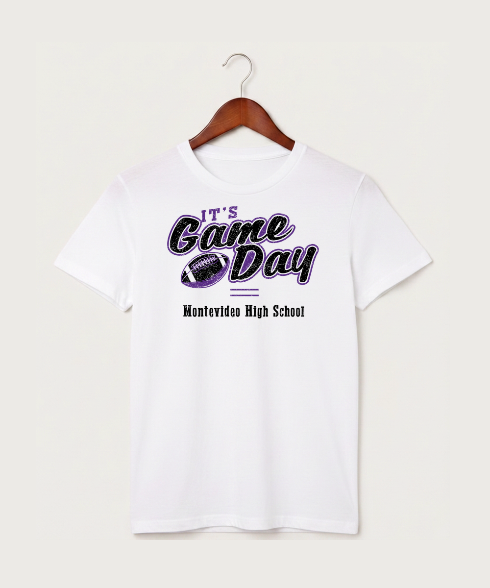 Montevideo High School Football (Boys) - White T-Shirt - Full Front