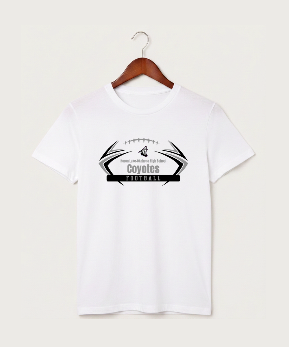 Heron Lake-Okabena High School Football (Boys) - White T-Shirt - Full Front