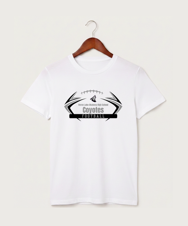 Heron Lake-Okabena High School Football (Boys) - White T-Shirt - Full Front