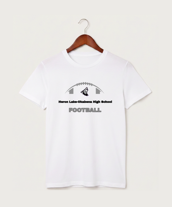 Heron Lake-Okabena High School Football (Boys) - White T-Shirt - Full Front