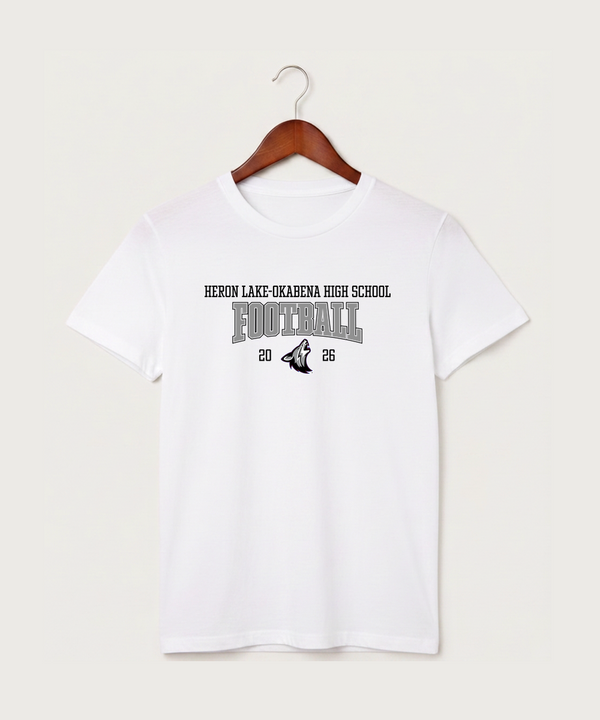 Heron Lake-Okabena High School Football (Boys) - White T-Shirt - Full Front
