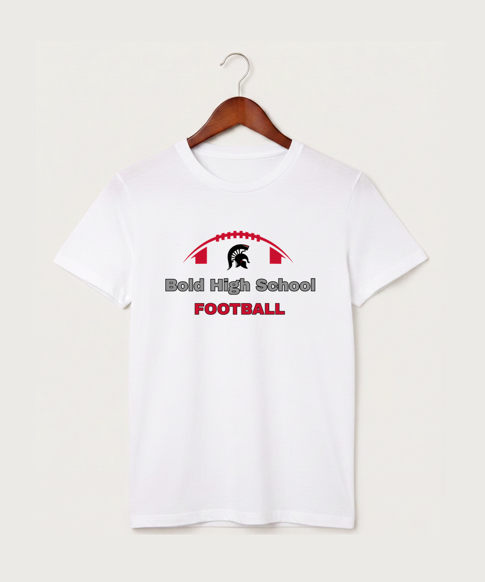 Bold High School Football (Boys) - White T-Shirt - Full Front