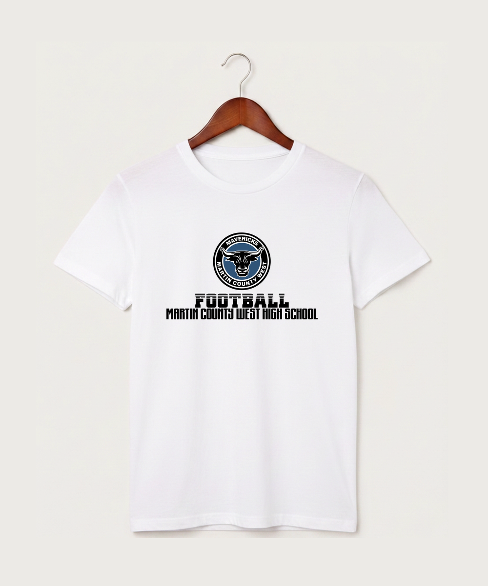 Martin County West High School Football (Boys) - White T-Shirt - Full Front