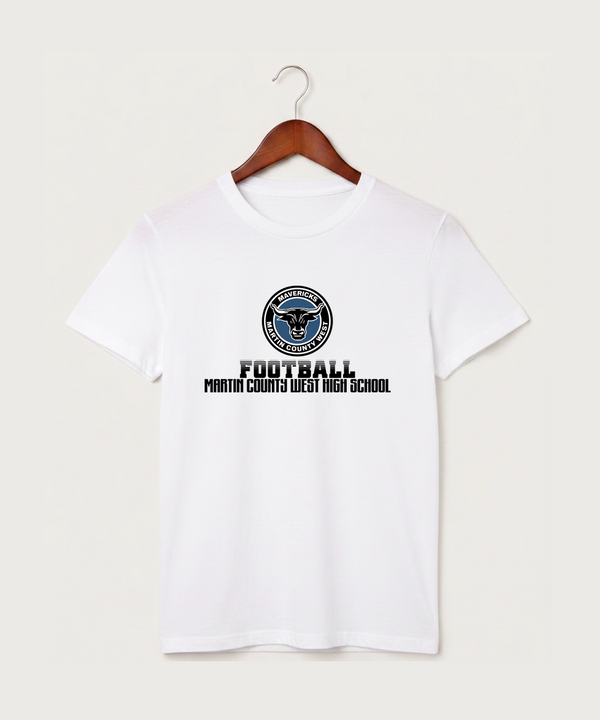 Martin County West High School Football (Boys) - White T-Shirt - Full Front