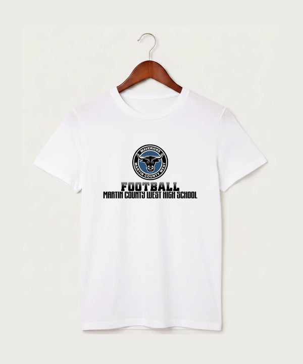 Martin County West High School Football (Boys) - White T-Shirt - Full Front