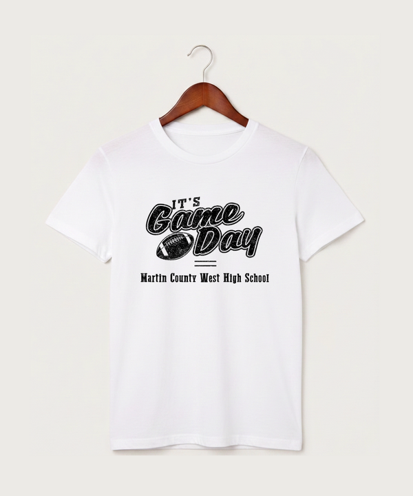 Martin County West High School Football (Boys) - White T-Shirt - Full Front
