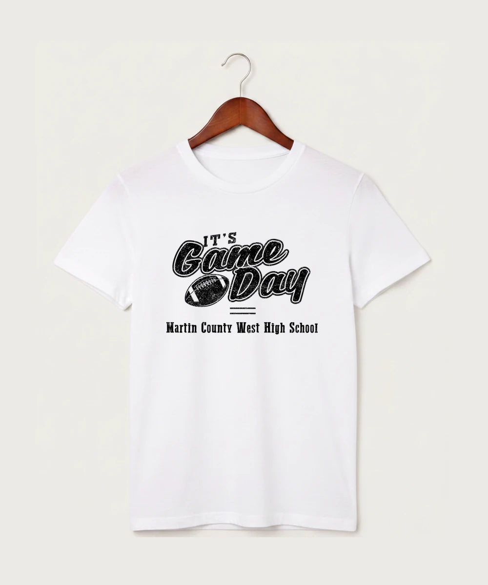 Martin County West High School Football (Boys) - White T-Shirt - Full Front