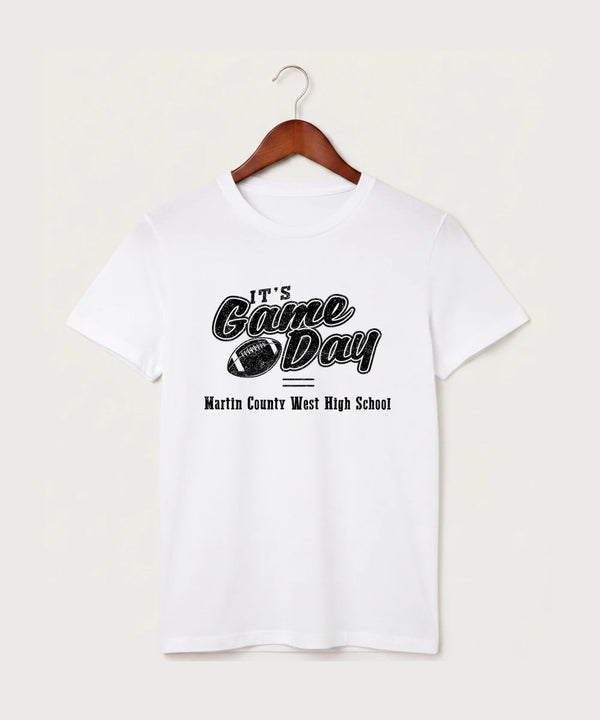 Martin County West High School Football (Boys) - White T-Shirt - Full Front