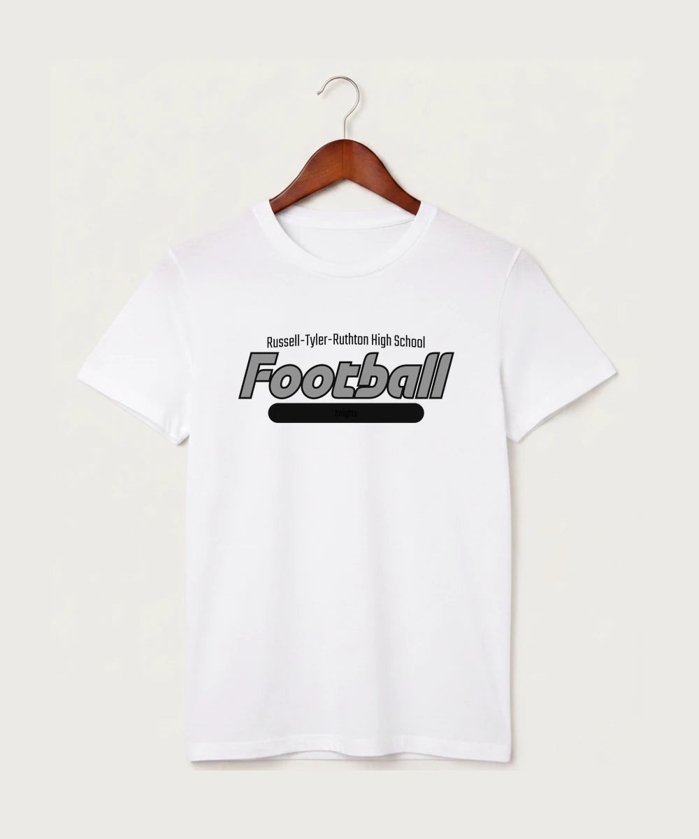 Russell-Tyler-Ruthton High School Football (Boys) - White T-Shirt - Full Front