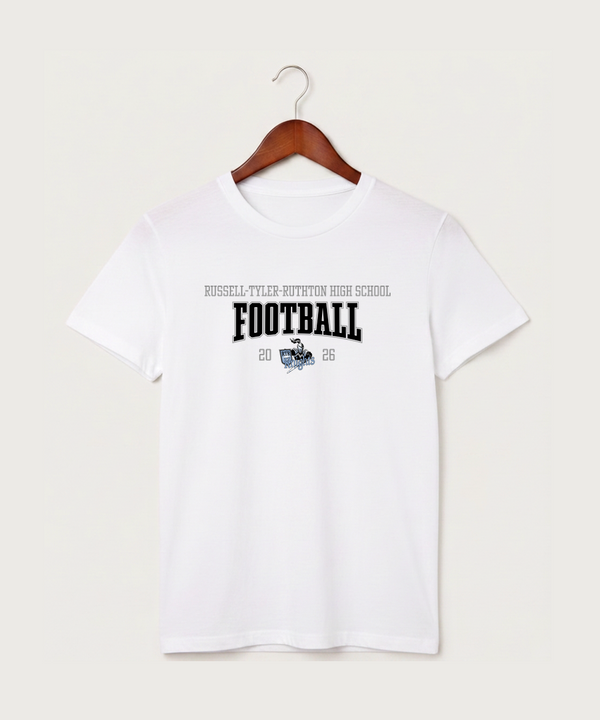 Russell-Tyler-Ruthton High School Football (Boys) - White T-Shirt - Full Front