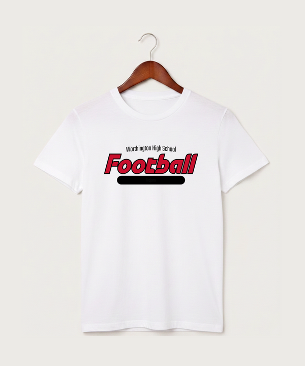 Worthington High School Football (Boys) - White T-Shirt - Full Front