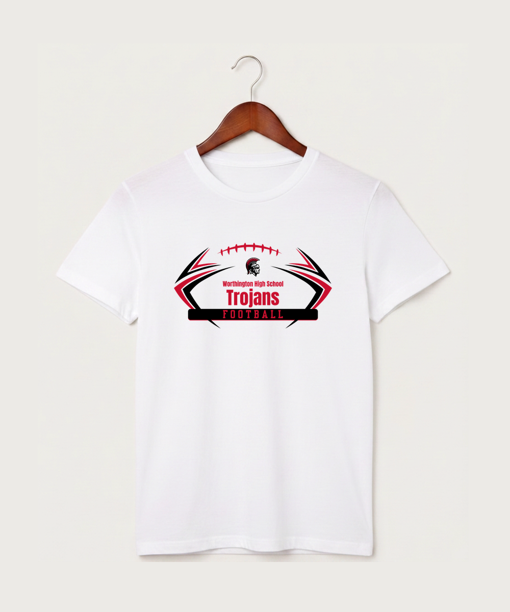 Worthington High School Football (Boys) - White T-Shirt - Full Front