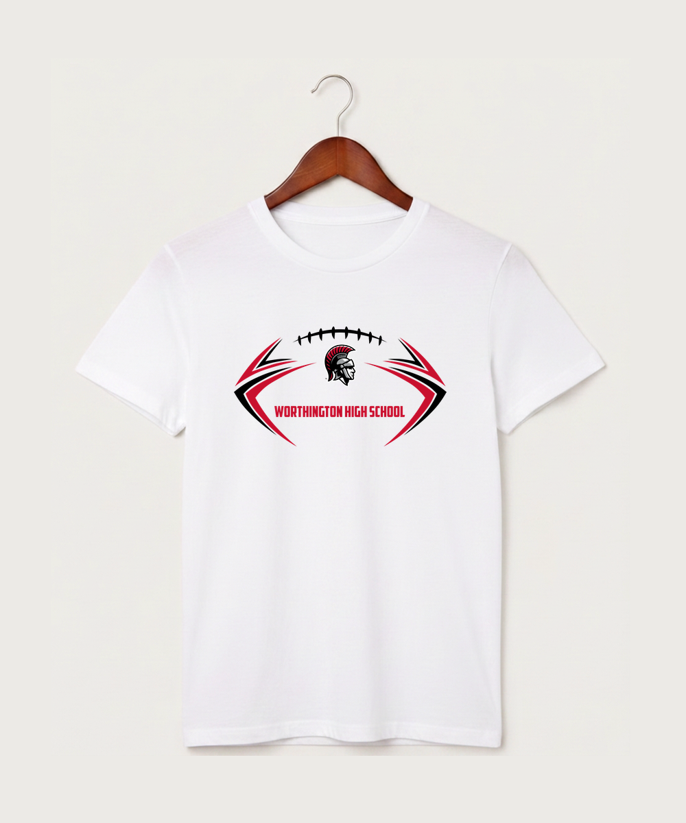 Worthington High School Football (Boys) - White T-Shirt - Full Front
