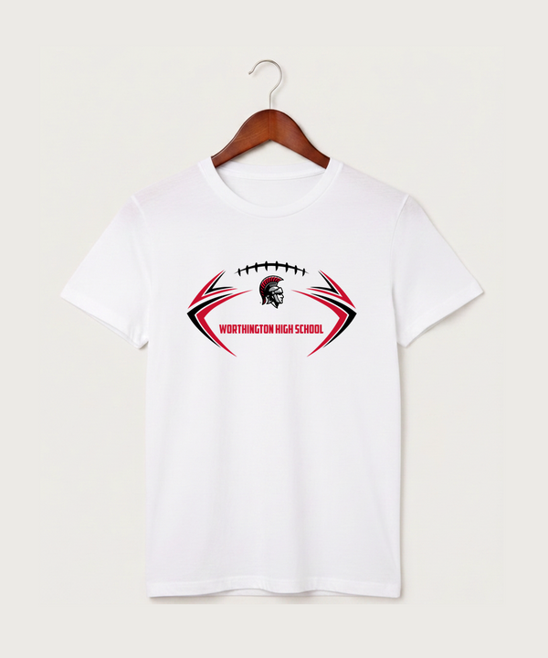 Worthington High School Football (Boys) - White T-Shirt - Full Front