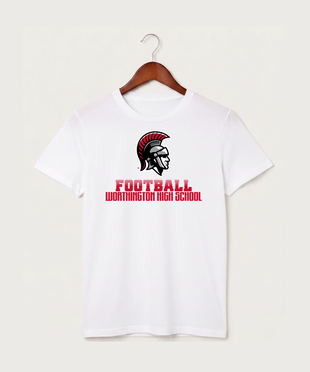 Worthington High School Football (Boys) - White T-Shirt - Full Front