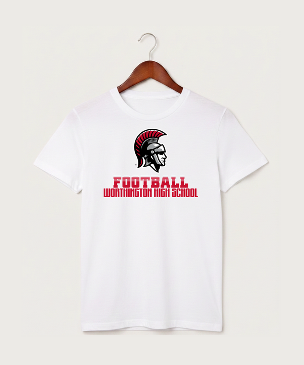 Worthington High School Football (Boys) - White T-Shirt - Full Front