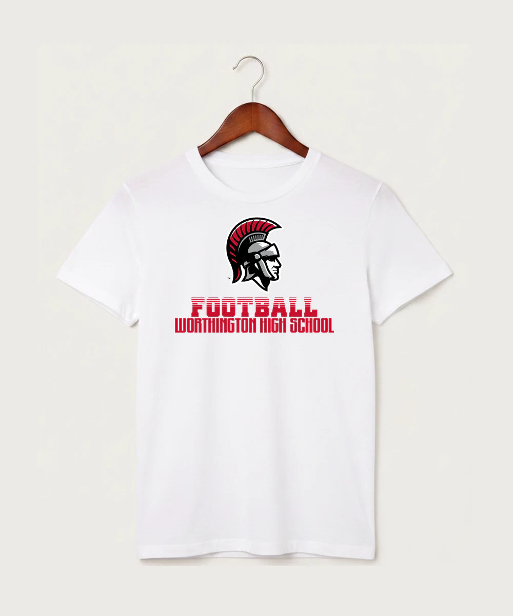Worthington High School Football (Boys) - White T-Shirt - Full Front
