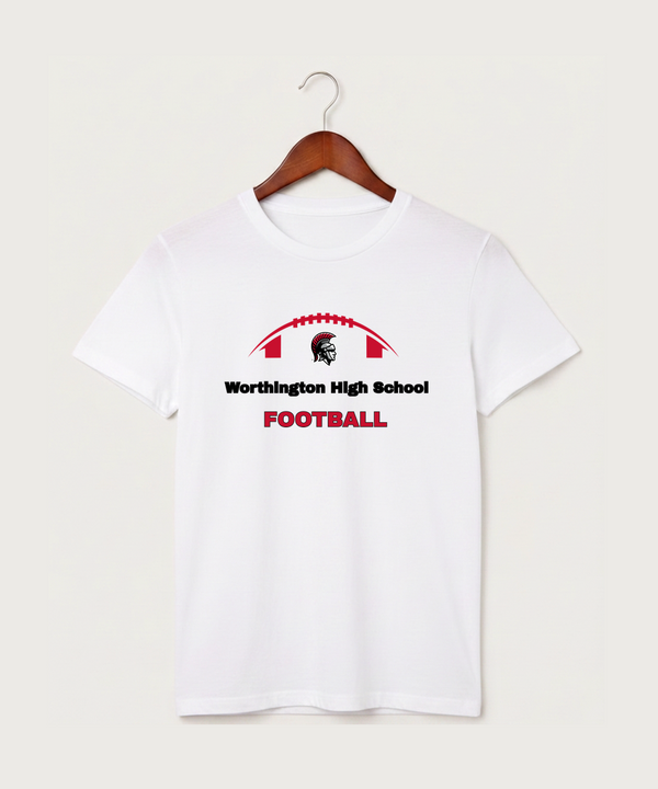 Worthington High School Football (Boys) - White T-Shirt - Full Front