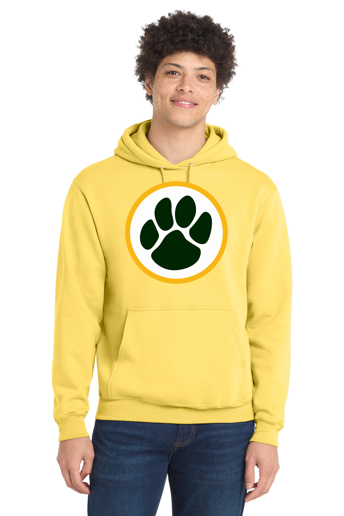 Ashwaubenon High School Football (Boys) - Yellow Port & Co Core Fleece Pullover Hooded Sweatshirt. PC78H