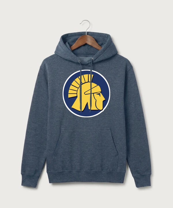 Wausau West High School Cheer - Heather Navy Port & Co Core Fleece Pullover Hooded Sweatshirt. PC78H