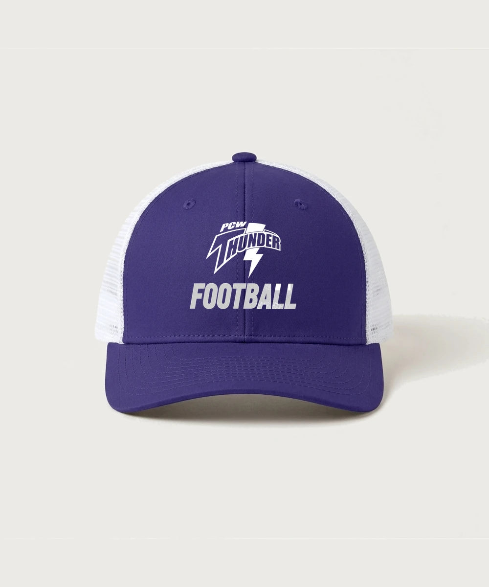Polk County West Football (Boys) - Purple/ White Sport-Tek Club Trucker Cap STC46
