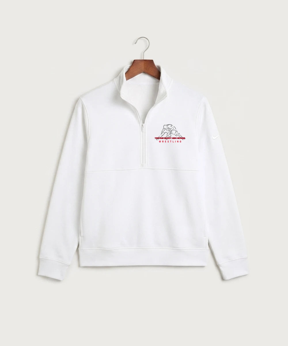 GF E2E Test 01 Wrestling - White Nike Club Fleece Sleeve Swoosh 1/2-Zip NKDX6718