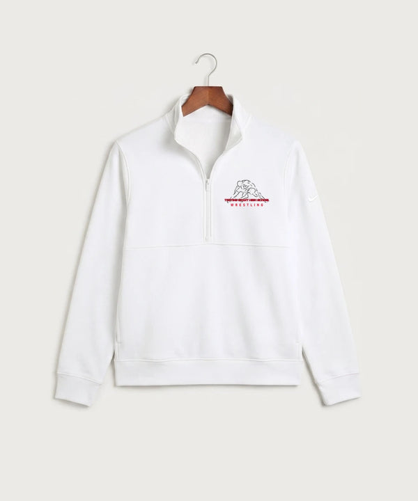 GF E2E Test 01 Wrestling - White Nike Club Fleece Sleeve Swoosh 1/2-Zip NKDX6718