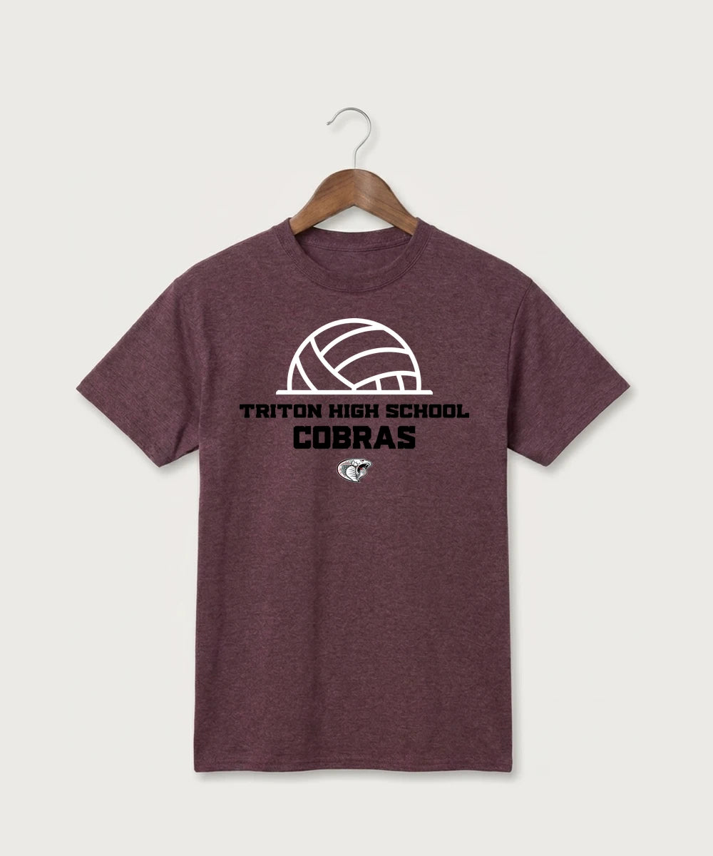 Triton High School Volleyball (Girls) - Heather Athletic Maroon Port & Co Core Cotton Tee. PC54