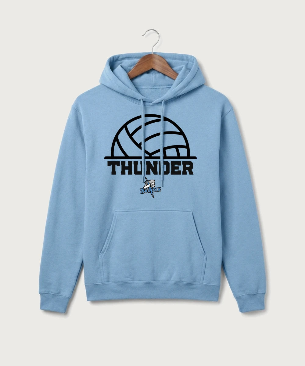 Long Prairie Grey Eagle High School Volleyball (Girls) - Tundra Blue Port & Co Core Fleece Pullover Hooded Sweatshirt. PC78H