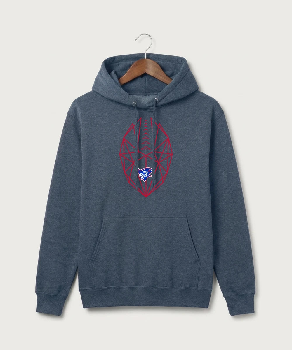 Upsala High School Football (Boys) - Heather Navy Port & Co Core Fleece Pullover Hooded Sweatshirt. PC78H