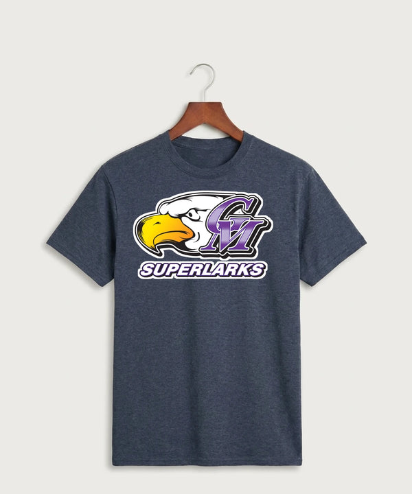 Grand Meadow Football - Heather Navy Port & Co Core Cotton Tee. PC54