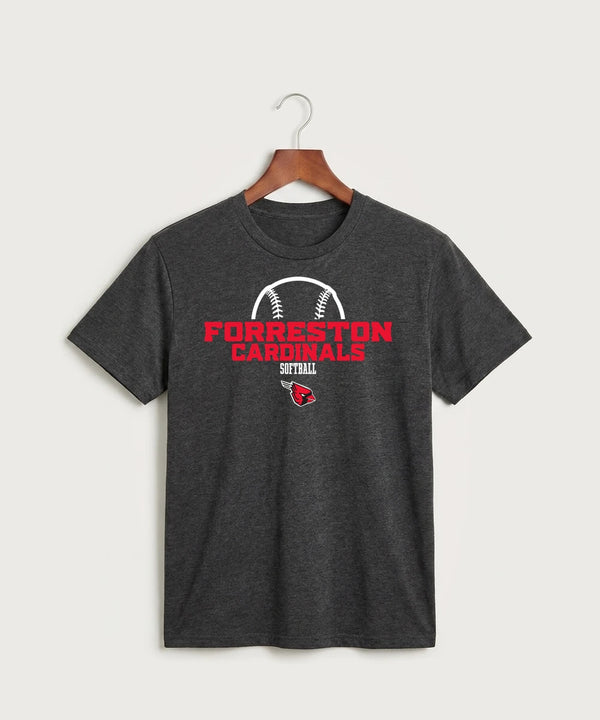 Forreston Softball - Black Heather Port & Co Core Cotton Tee. PC54