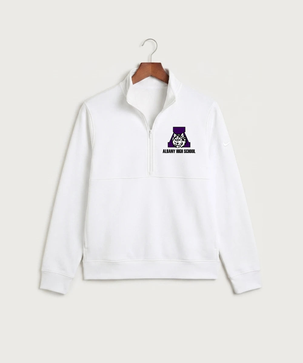 Albany High School Basketball (Boys) - White Nike Club Fleece Sleeve Swoosh 1/2-Zip NKDX6718