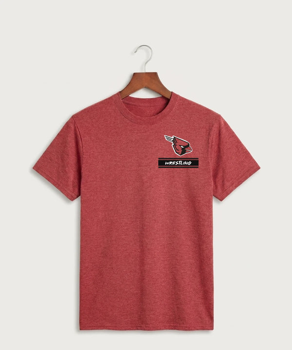 Forreston Wrestling - Heather Red Port & Co Core Cotton Tee. PC54