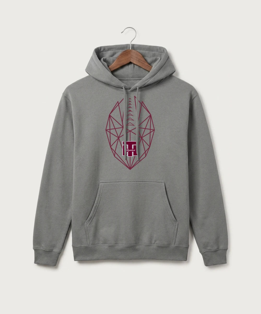Two Harbors High School Football (Boys) - Medium Grey Port & Co Core Fleece Pullover Hooded Sweatshirt. PC78H