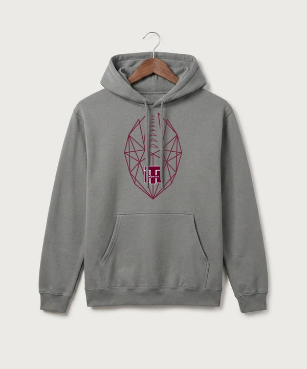 Two Harbors High School Football (Boys) - Medium Grey Port & Co Core Fleece Pullover Hooded Sweatshirt. PC78H